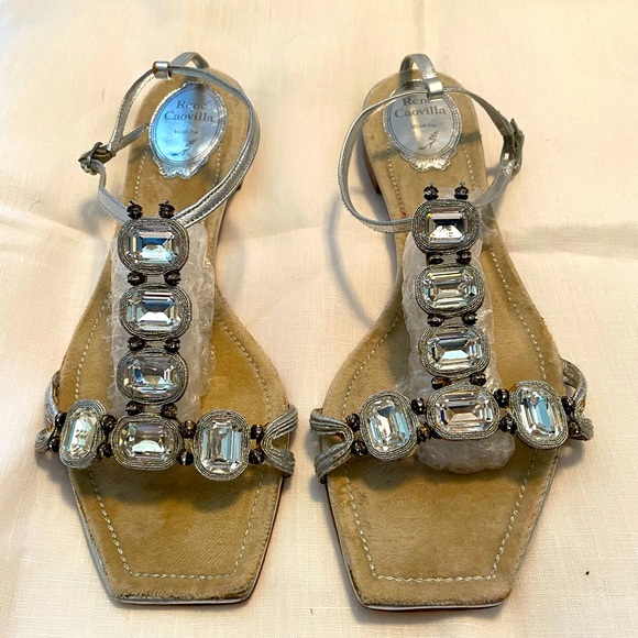 Rene Caovilla Rhinestone Evening Shoes - Picture 1 of 3